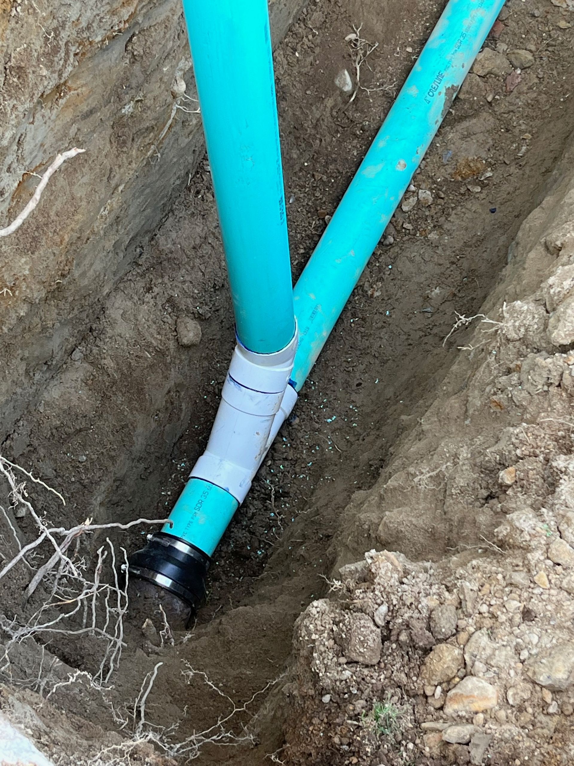 Underground Sewer Pipe Connection and Cleanout